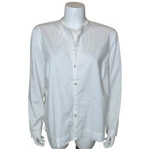 J Jill White Shirt Collection Top Blouse L Button-front